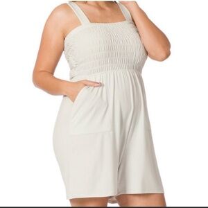 BNWT PLUS Smocked Top Romper, Bone
